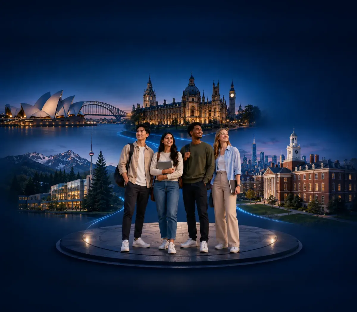 Students beginning their study abroad journey